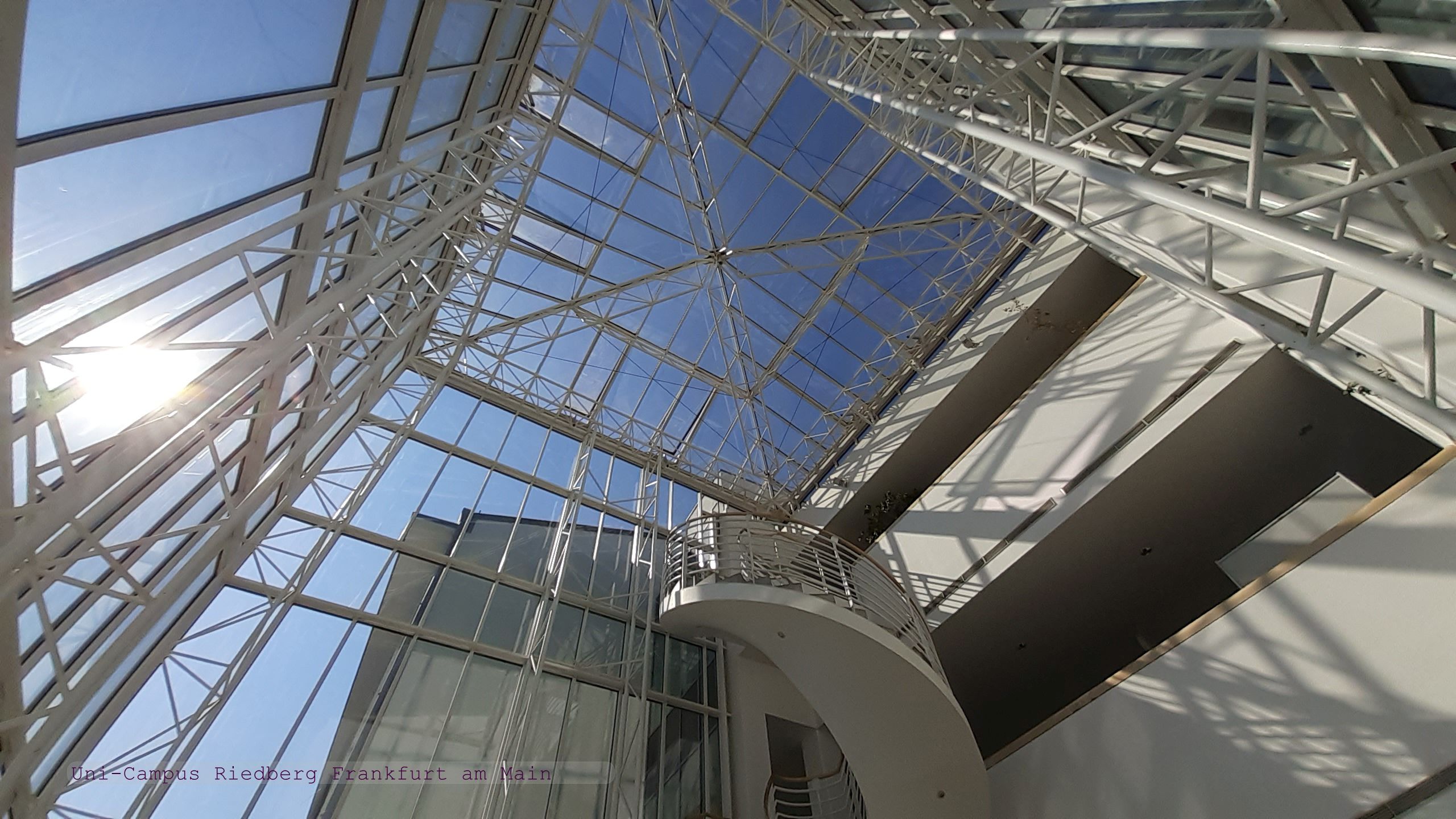 View of the glass roof of a building on the Riedberg university campus (natural sciences) in Frankfurt am Main