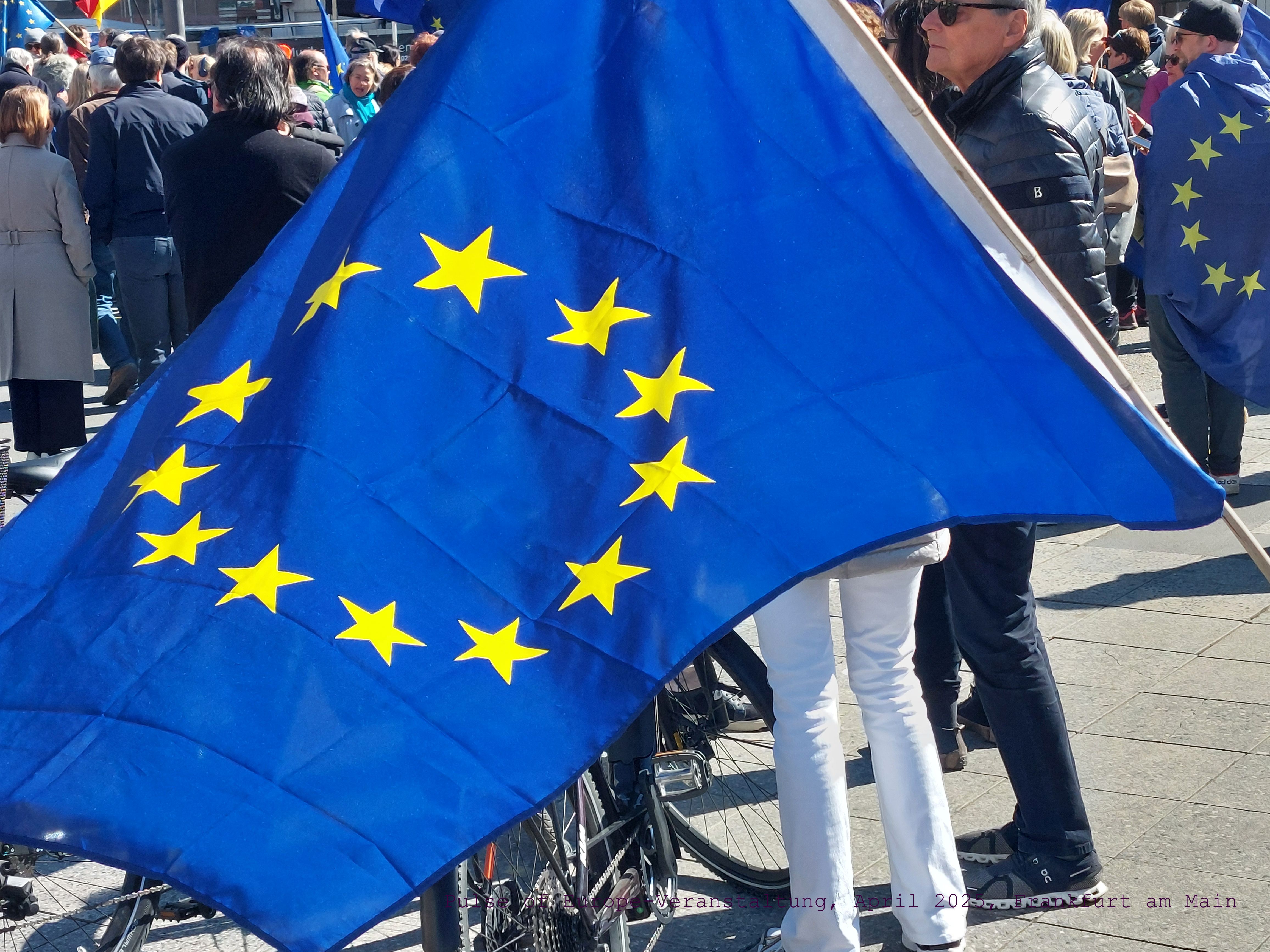Photo: European flag at a Pulse of Europe event in Frankfurt am Main.