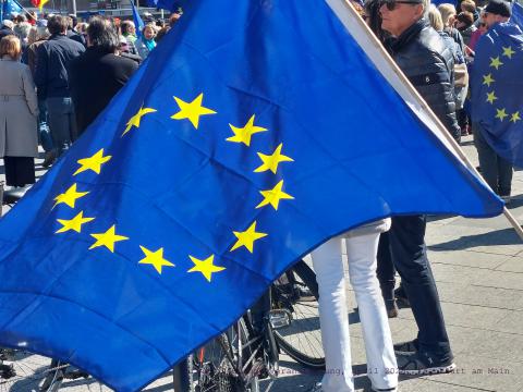 Photo: European flag at a Pulse of Europe event in Frankfurt am Main.